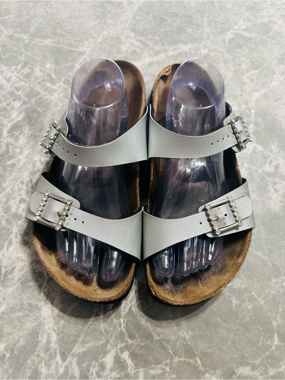 BIRKENSTOCK PAPILLIO ARIZONA SILVER RHINESTONE BUCKLE SANDALS SZ 42 11 US Womens